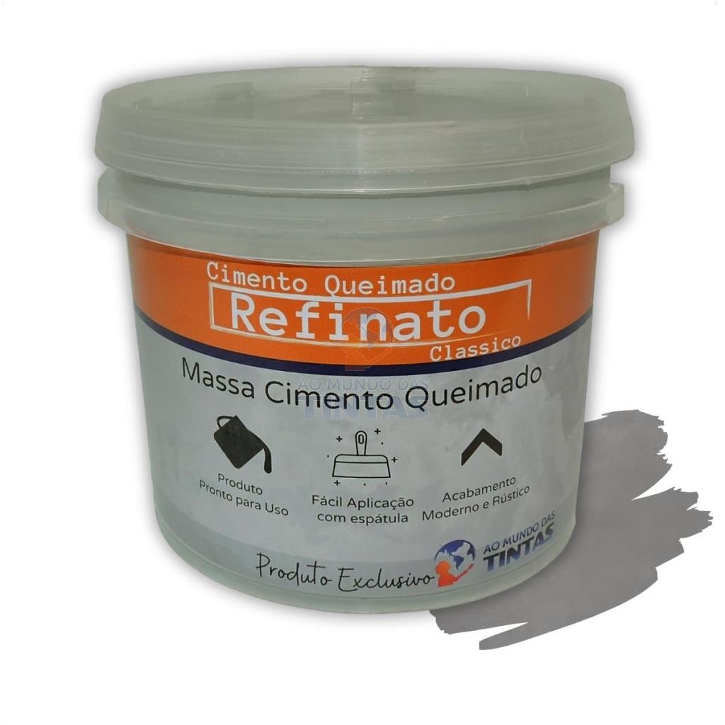 Massa Efeito Cimento Queimado Para Parede Cinza Europeu 5kg Refinato Classico Fosco