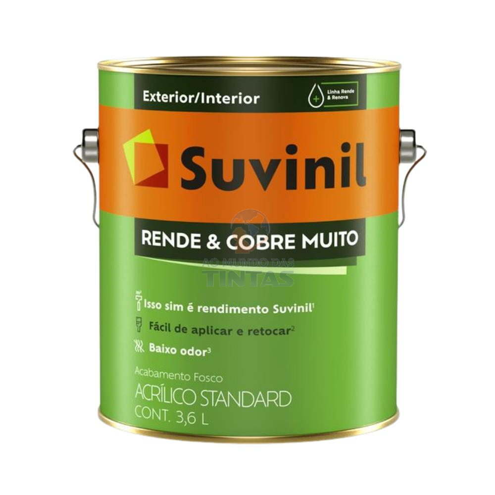 Tinta Acrílica Suvinil Rende & Cobre Muito Branco Fosco - Galão 3,6L