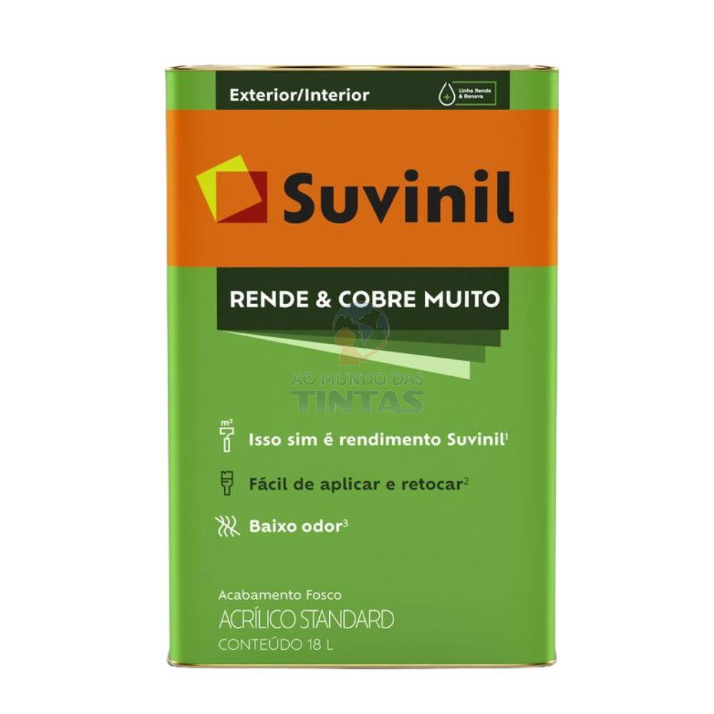Tinta Acrílica Suvinil Rende & Cobre Muito Branco Fosco - Lata 18L