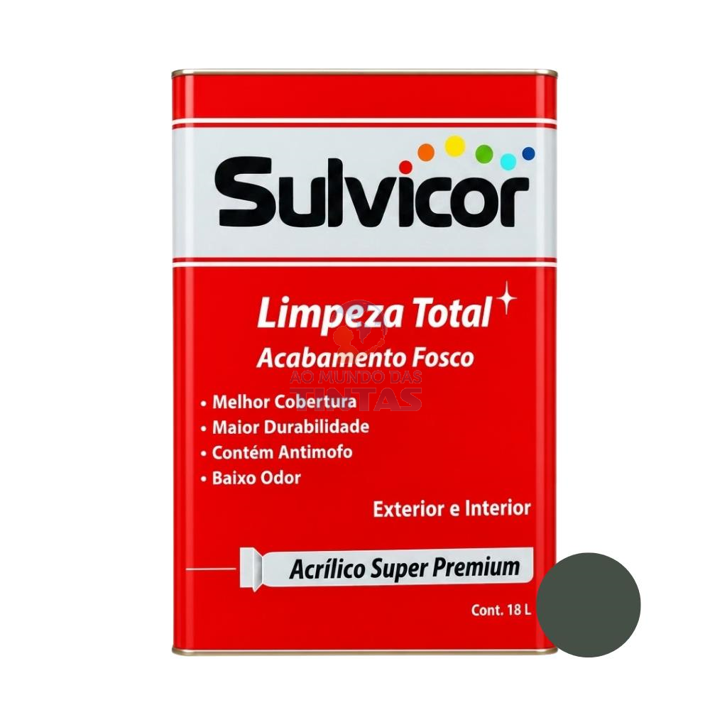Tinta Acrílica Fosca Verde Amazonita Super Premium Sulvicor 18L - Lata Grande