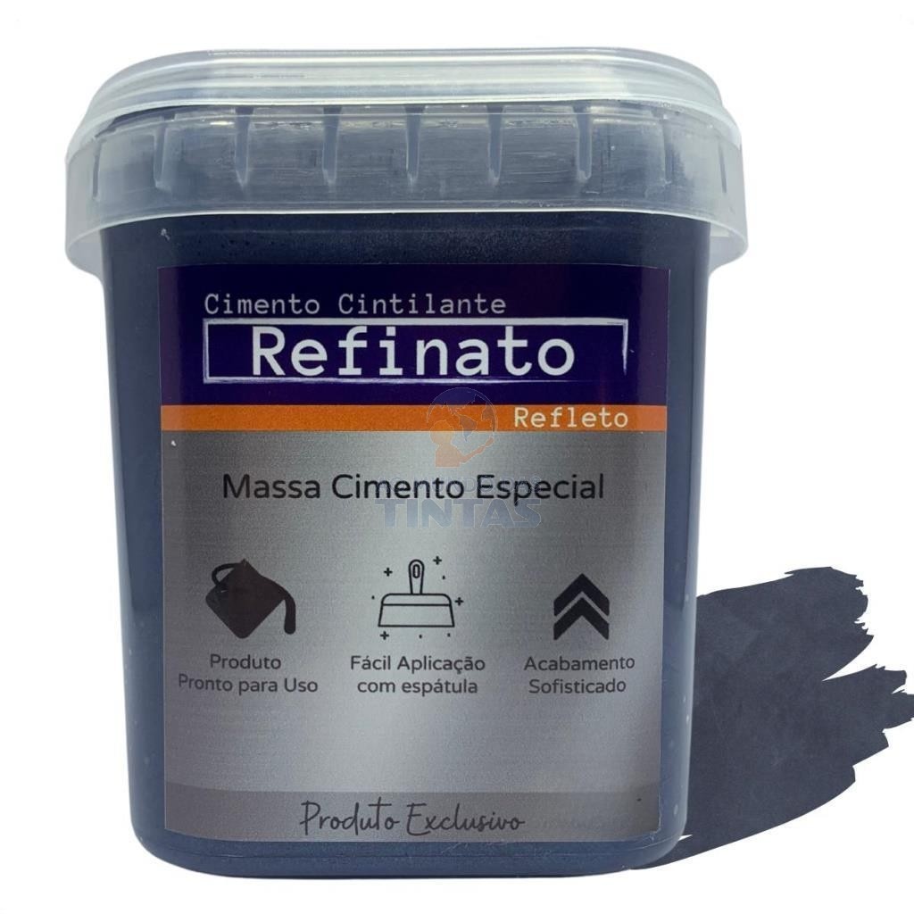 Massa Efeito Cimento Queimado Perolizado Oceano Profundo 1kg Refinato Refleto Aveludado