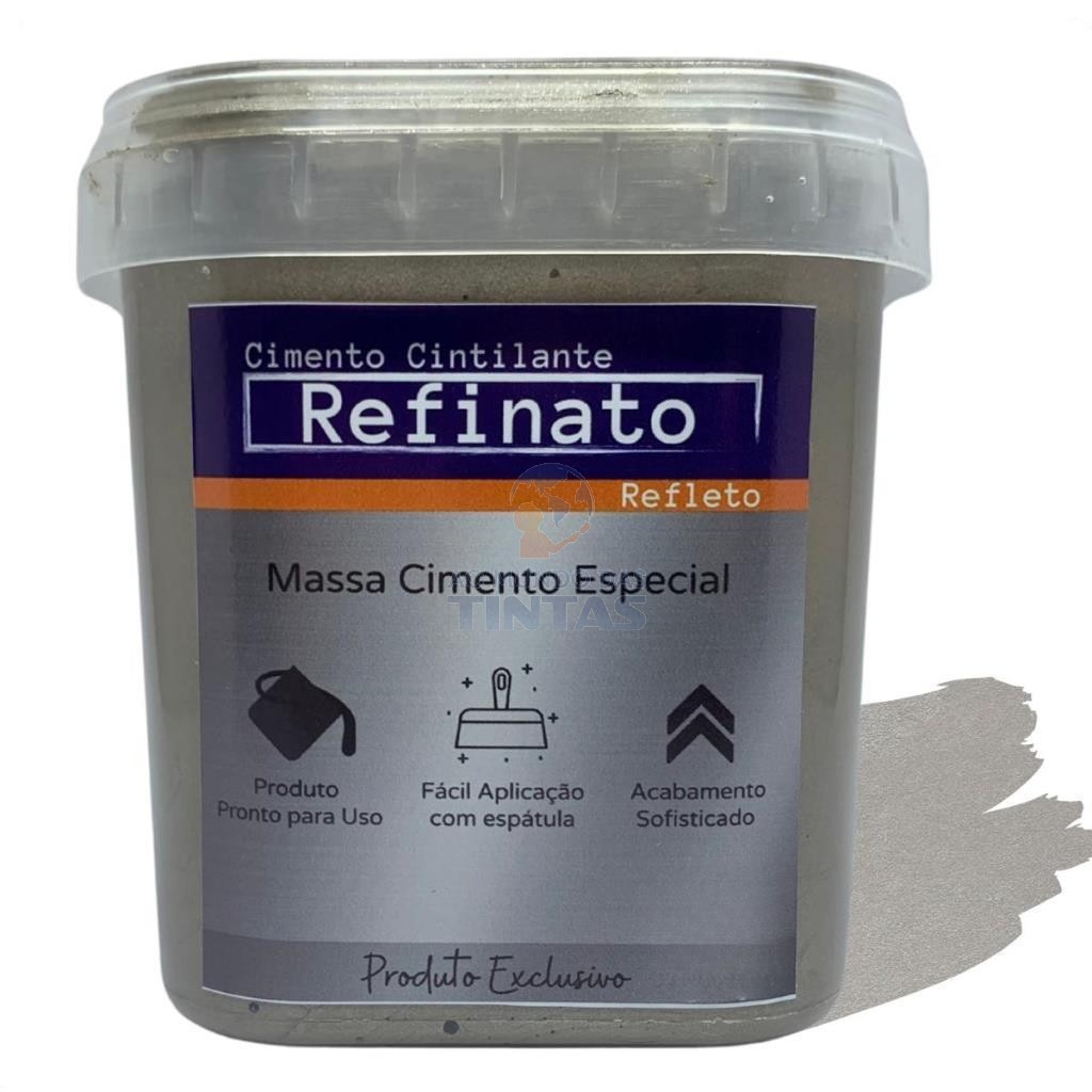 Massa Efeito Cimento Queimado Perolizado Prata Rara 1kg Refinato Refleto Aveludado