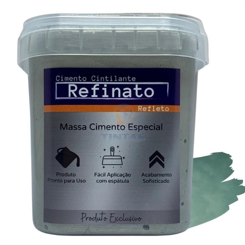 Massa Efeito Cimento Queimado Perolizado Quartzo Verde 1kg Refinato Refleto Aveludado