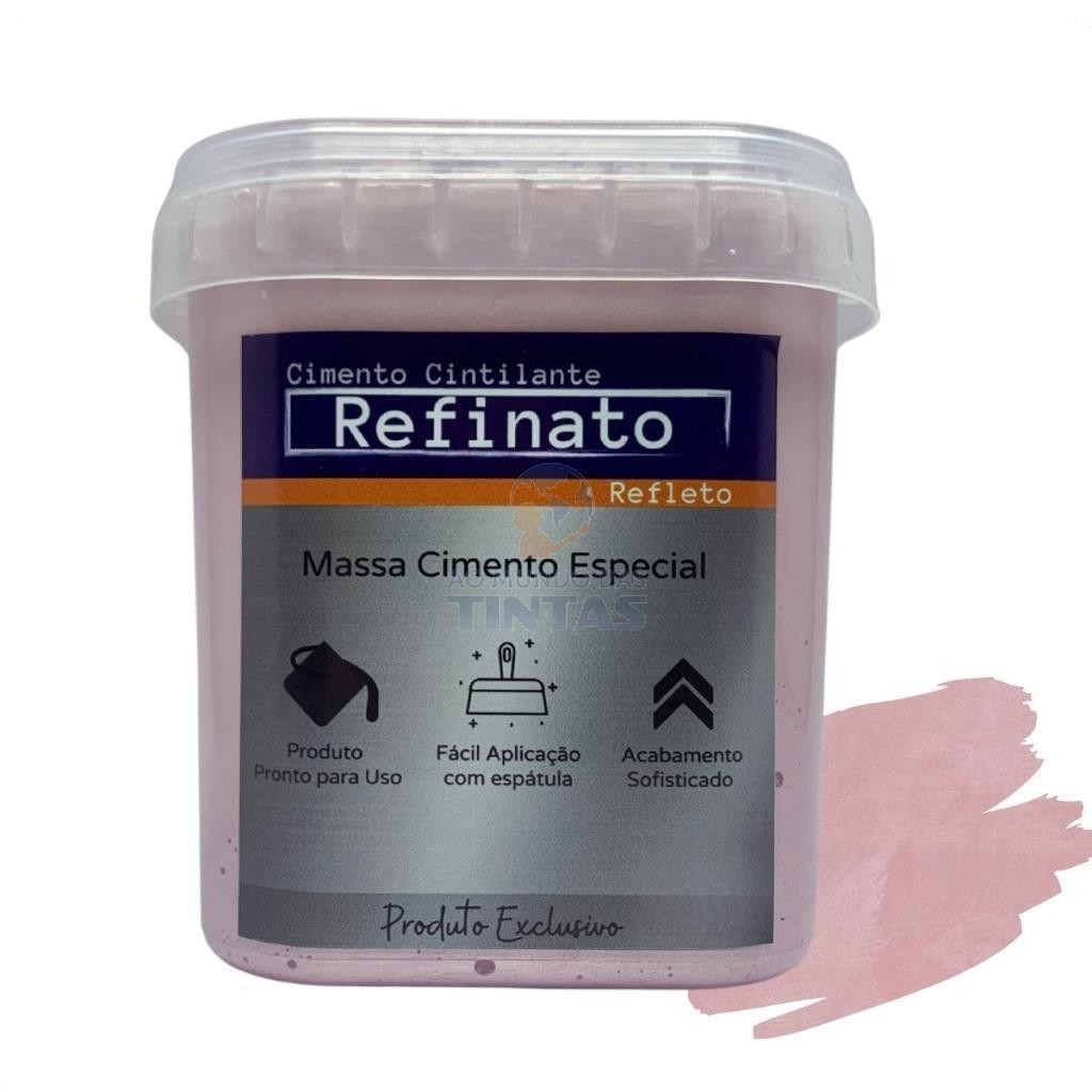 Massa Efeito Cimento Queimado Perolizado Rosa Chá 1kg Refinato Refleto Aveludado