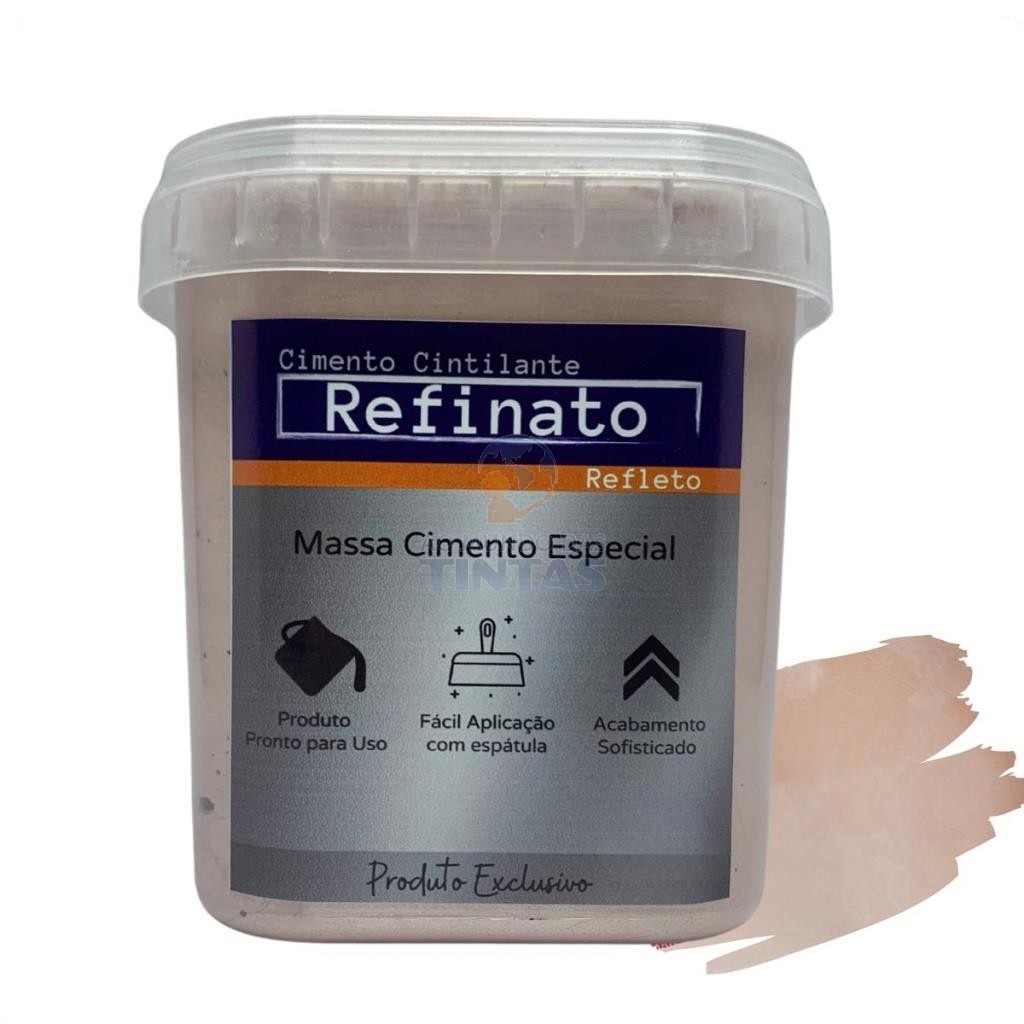 Massa Efeito Cimento Queimado Perolizado Rosê Gold 1kg Refinato Refleto Aveludado