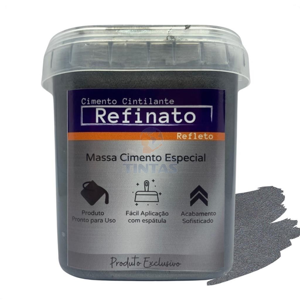 Massa Efeito Cimento Queimado Perolizado Tempestade 1kg Refinato Refleto Aveludado