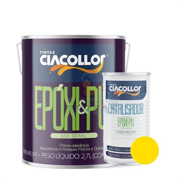 TINTA EPOXI AMARELO KIT COM CATALISADOR CIACOLOR GALAO 3,6L