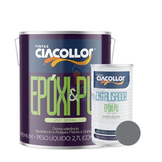 TINTA EPOXI CINZA MEDIO N 5.0 KIT COM CATALISADOR CIACOLOR GALAO 3,6L