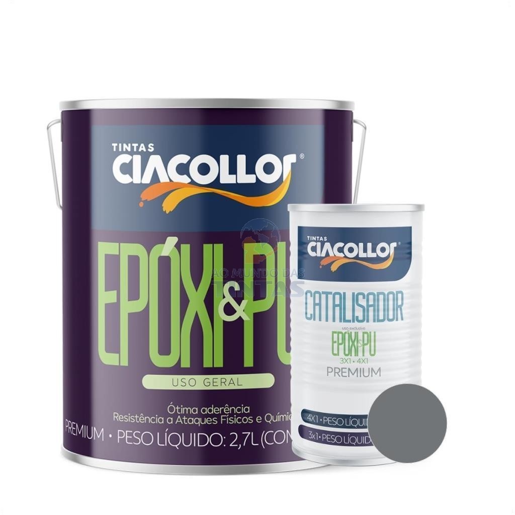 TINTA EPOXI CINZA CLARO N 6,5  KIT COM CATALISADOR CIACOLOR GALAO 3,6L