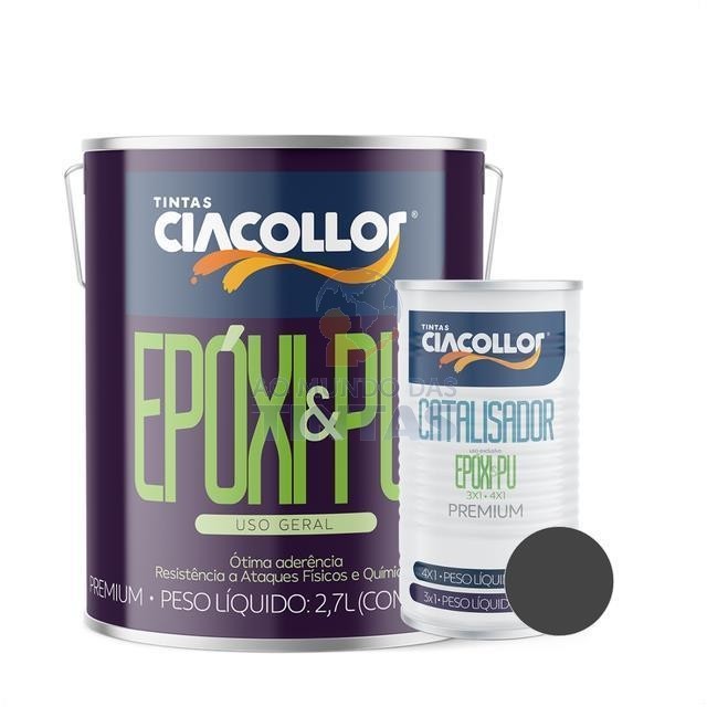 TINTA EPOXI CINZA ESCURO N 3,5 KIT COM CATALISADOR CIACOLOR GALAO 3,6L