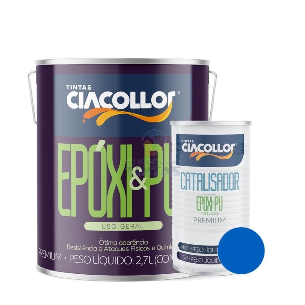 TINTA EPOXI AZUL SEGURANCA KIT COM CATALISADOR CIACOLOR GALAO 3,6L
