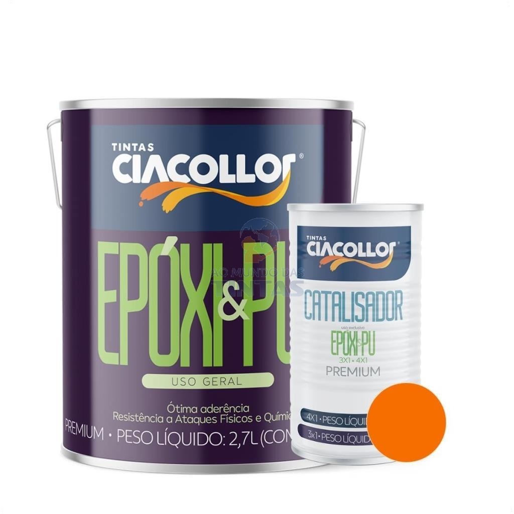 TINTA EPOXI LARANJA KIT COM CATALISADOR CIACOLOR GALAO 3,6L