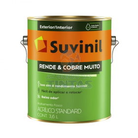 Tinta Acrílica Suvinil Rende & Cobre Muito Branco Fosco - Galão 3,6L