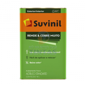 Tinta Acrílica Suvinil Rende & Cobre Muito Branco Fosco - Lata 18L