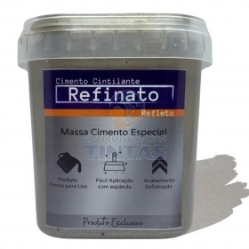 Massa Efeito Cimento Queimado Perolizado Prata Rara 1kg Refinato Refleto Aveludado